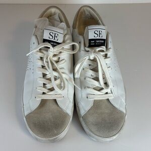 Sam Edelman Women’s Aubrie Lace-Up Sneakers, White & Greige, Size 9, Designer